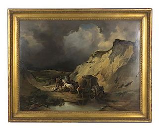 Artist Unknown, (Continental, 19th century), Travelers with Wagon in a Valley