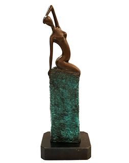 Seated Nude, A. Vitaleh Modern Abstract Bronze statue