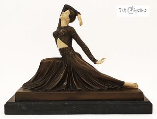 The Dancer, A POST D.H.CHIPARUS BRONZE FIGURINE, Signed