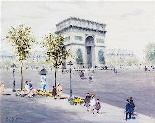 Andre Gisson, (French, 1928-2004), Street Scenes (a pair of works)