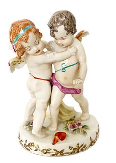 Cupids Hand Painted Porcelain Figurine Group