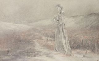 EMILIE MEDIZ-PELIKAN  (Vöcklabruck 1861 - 1908 Dresden)  Girl with Flowers, 1894 