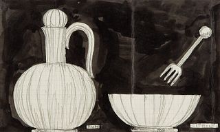 JOSEF HOFFMANN  (Pirnitz 1870 - 1956 Vienna)  Flagon, Bowl and Fork 