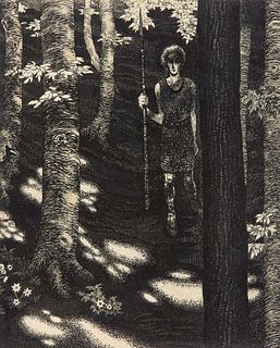 ERWIN STOLZ  (Kyselka 1896 - 1987 Vienna)  Hunter in the Forest 