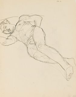 ANTON KOLIG  (Neutitschein 1886 - 1950 Nötsch)  Lying male Nude 