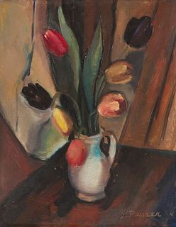 SERGIUS PAUSER  (Vienna 1896 - 1970 Klosterneuburg)  Bouquet of Tulips 