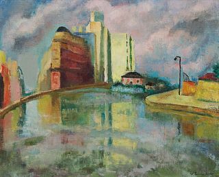 WILLY EISENSCHITZ  (Vienna 1889 - 1974 Paris)  Canal Saint-Martin, Paris 