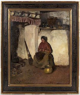 Carolus Johannes Thijsen, (Dutch, 1867-1917), Woman Peeling Potatoes