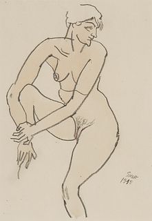 GEORGE GROSZ  (Berlin 1893 - 1959 Berlin)  Sitting Nude, 1918 