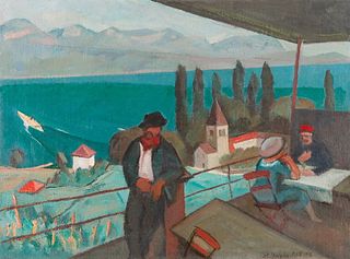 EDUARD NIETHAMMER  (Basel 1884 - 1967 Basel)  View over Lake Geneva 
