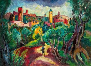 JOSEF EBERZ  (Limburg an der Lahn 1880 - 1941 Munich)  Landscape near Assisi, 1920 