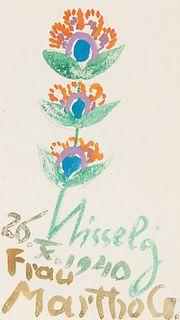 OSKAR LASKE  (Czernowitz 1874 - 1951 Vienna)  Flower for Ms. Martha, 1940 