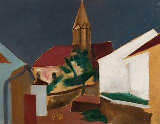 JOSEF DOBROWSKY  (Karlsbad 1889 - 1964 Vienna)  Church Klein-Pöchlarn 