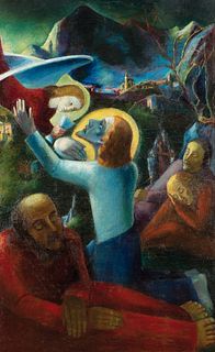 KÜNSTLER UNBEKANNT  Jesus at Mount of Olives, 1933  oil/canvas, 184 x 114,5 cm 