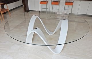 LARGE GLASS TOP INFINITY TABLE
