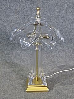 CRYSTAL AND BRASS TABLE LAMP