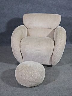 VLADIMIR KAGAN FOR WEIMAN SWIVEL CHAIR WITH FOOT STOOL