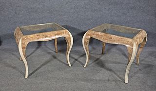 PAIR MAITLAND SMITH STYLE TESSELATED END TABLES