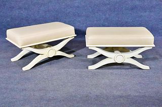 PAIR MODERN LEATHER X BENCHES