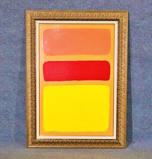THOMAS PULGINI, AMERICAN, OIL PAINTING ON CANVAS, ROTHKO STYLE SIGNED FRAMED