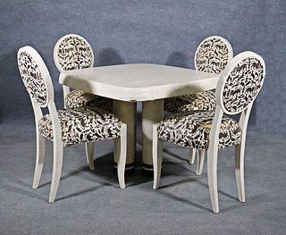 TESSELLATED DINING TABLE & 4 CHAIRS ATTR ENRIQUE GARCEL