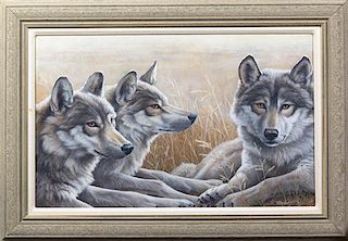 Telande, (American, 20th century), Pack of Three Wolves