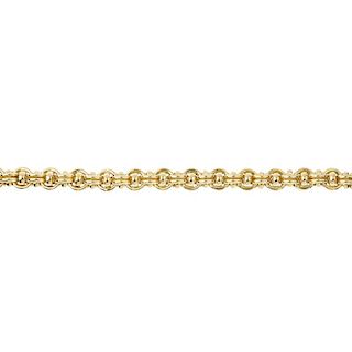 A bracelet. The double belcher-link chain with oval-shape spacers, to the spring-ring clasp. Length