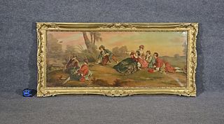 19TH C PAINTING "BIRD TRAPPING"