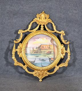 PAINTED CHARGER IN GILT FRAME