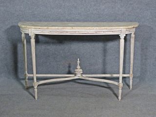 DEMILUNE MARBLE TOP CONSOLE TABLE
