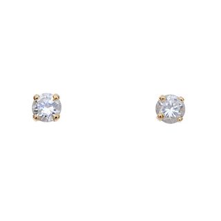 A pair of brilliant-cut diamond ear studs. Estimated total diamond weight 0.50ct, H-I colour, VS2-SI