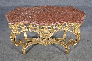 19TH C GILT WOOD MARBLE TOP CENTER TABLE