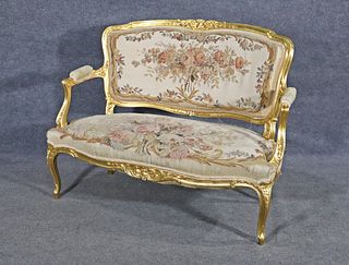 FRENCH GILT AUBUSSON STYLE SETTEE