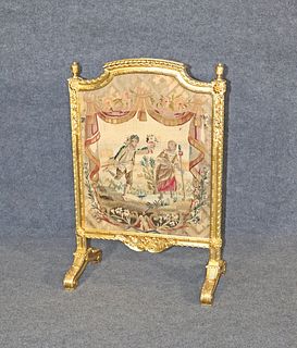 FRENCH GILT AUBUSSON STYLE FIRE SCREEN
