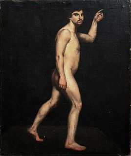 PORTRAIT OF A NUDE MAN OIL PAINTING