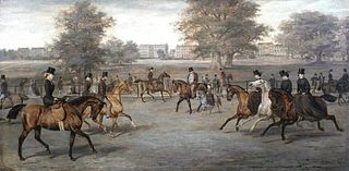 HORSE RIDING AT ROTTEN ROW, HYDE PARK, LONDON OIL PAINTING
