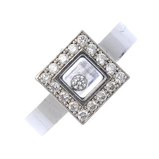 CHOPARD - a 'Happy Diamonds' ring. The square-shape glazed panel with free moving brilliant-cut diam