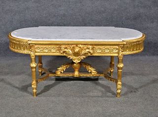 LOUIS XVI STYLE MARBLE TOP COFFEE TABLE