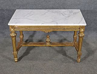 ANTIQUE GILT MARBLE TOP COFFEE TABLE