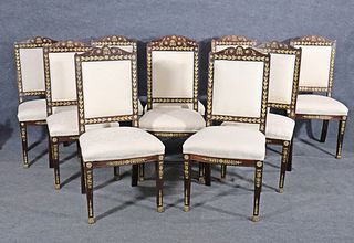 10 ANTIQUE UPHOLSTERED DINING CHAIRS