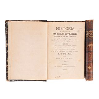 Diego Basalenque. Historia de la Provincia de San Nicolás de Tolentino de Michoacán, del Orden de N.P.S. Agustín. México, 1886. Pzs 2.