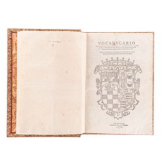 Molina, Alonso de. Vocabvlario en Lengva Castellana y Mexicana / Vocabvlario en Lengva Mexicana y Castellana. México, 1571. Incunable.