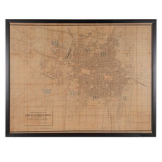 Memoria Municipal de 1901. Plano de la Cd. de México. Sistema General de Líneas Férreas de la Compañía de Tranvias. 78.5 x 102 cm.