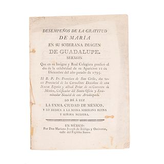 San Cirilo, Francisco de. Desempeños de la Gratitud de María en su Soberana Imágen de Guadalupe. México: 1796.