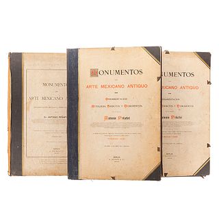 Peñafiel, Antonio. Monumentos del Arte Mexicano Antiguo. Berlín, 1890. 318 láminas. Ed. de 500 ejemplares, firmado por el autor. pzs 3