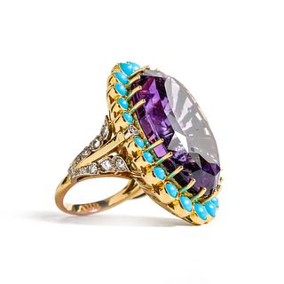 Amethyst and Turquoise Ring