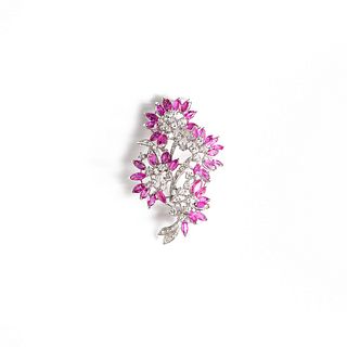 Pink Sapphire and Diamond Pin
