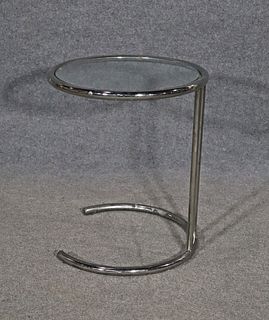 MID CENTURY MODERN CHROME & GLASS END TABLE