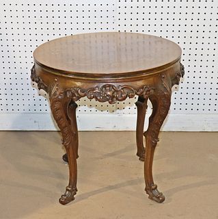 ANTIQUE CARVED WOOD END TABLE