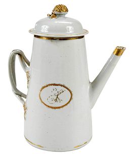 Chinese Export Armorial "Lighthouse" Teapot 